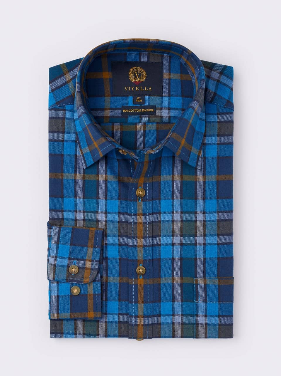 Blue Viyella Wool & Cotton Shirt