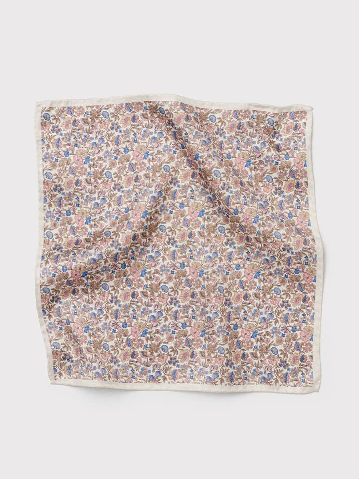 Floral Italian Silk Pocket Square