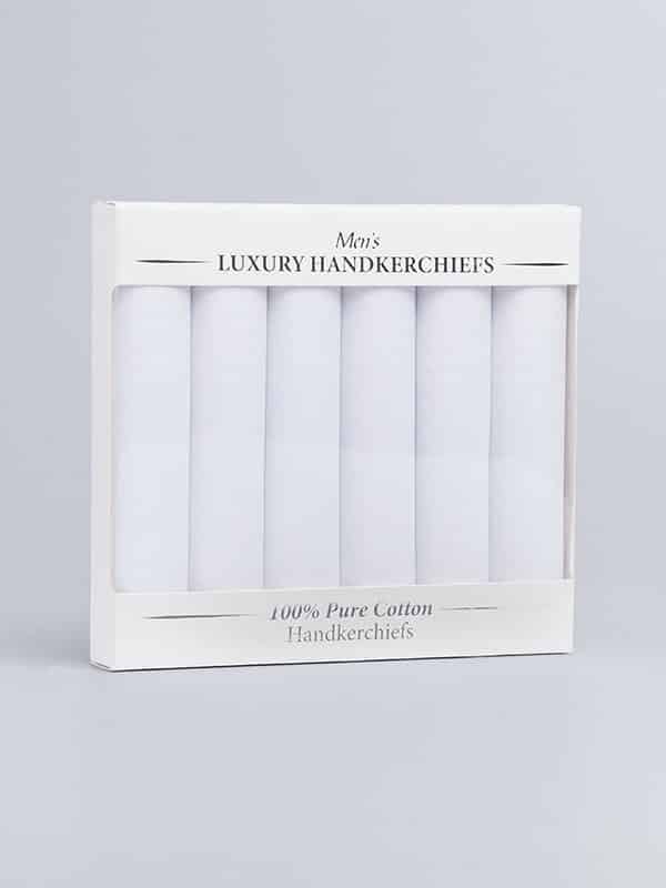 6 Pack White Cotton Handkerchiefs