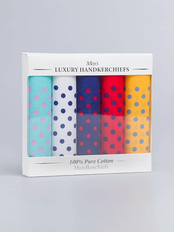 5 Pack Dotty Handkerchiefs