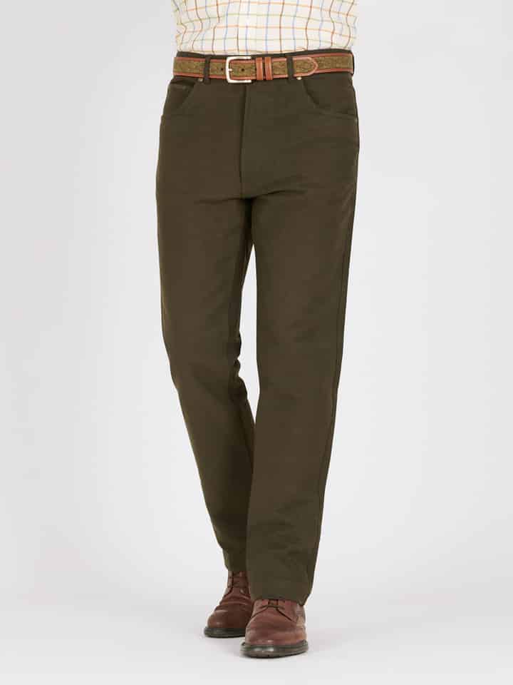 Herrenjeans aus Moleskine in Pine Green