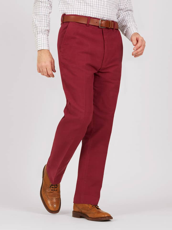 Herrenhose aus rotem Moleskin von Mulberry