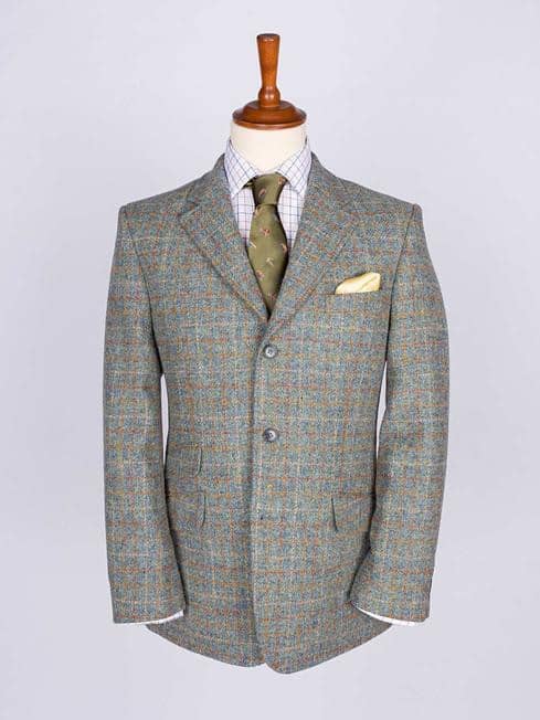 Image of Mens Mist Blue Harris Tweed Jacket