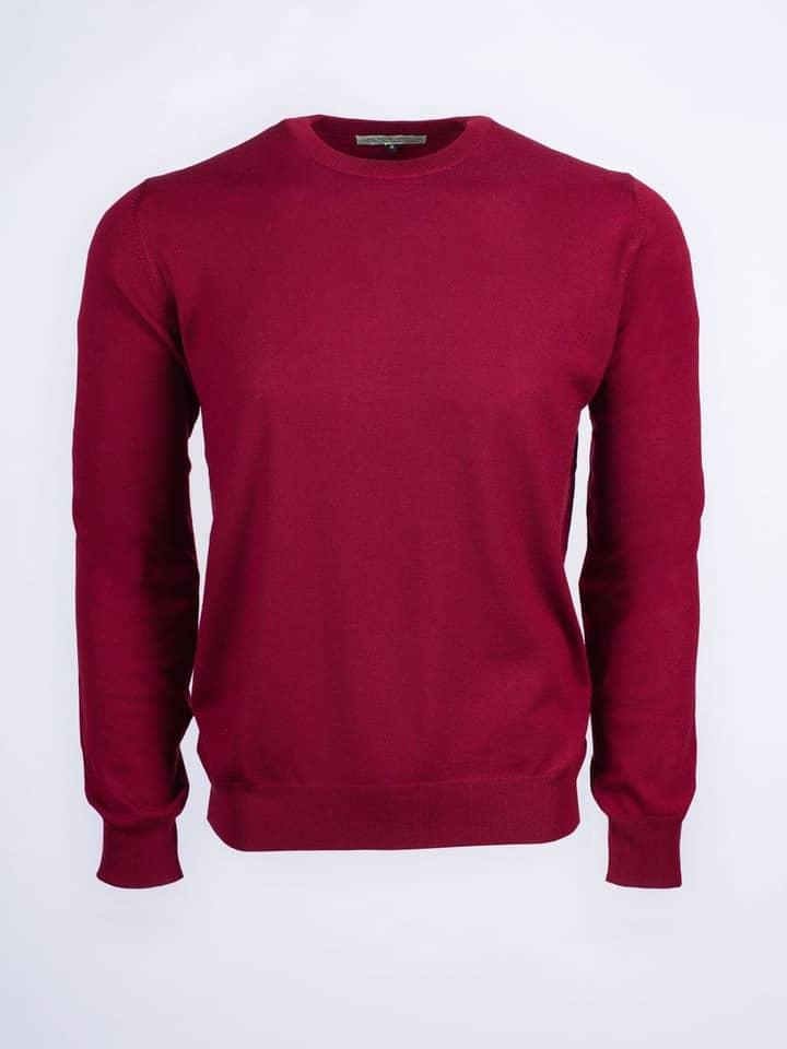Wine Merino Crew Neck Sweater