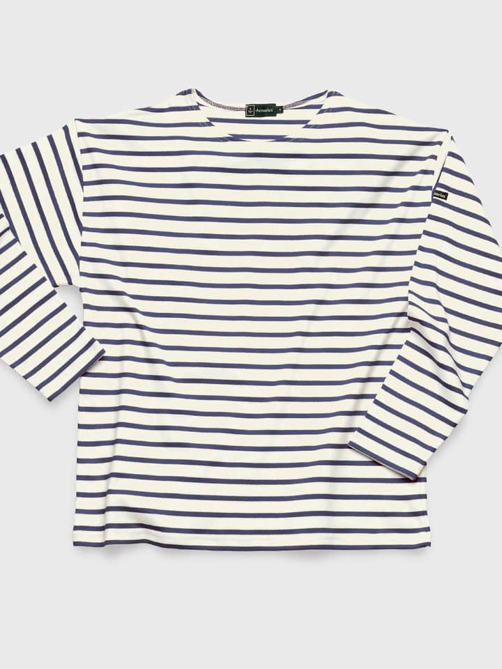 Ecru & Navy Armor-lux Langarm-Breton-T-Shirt