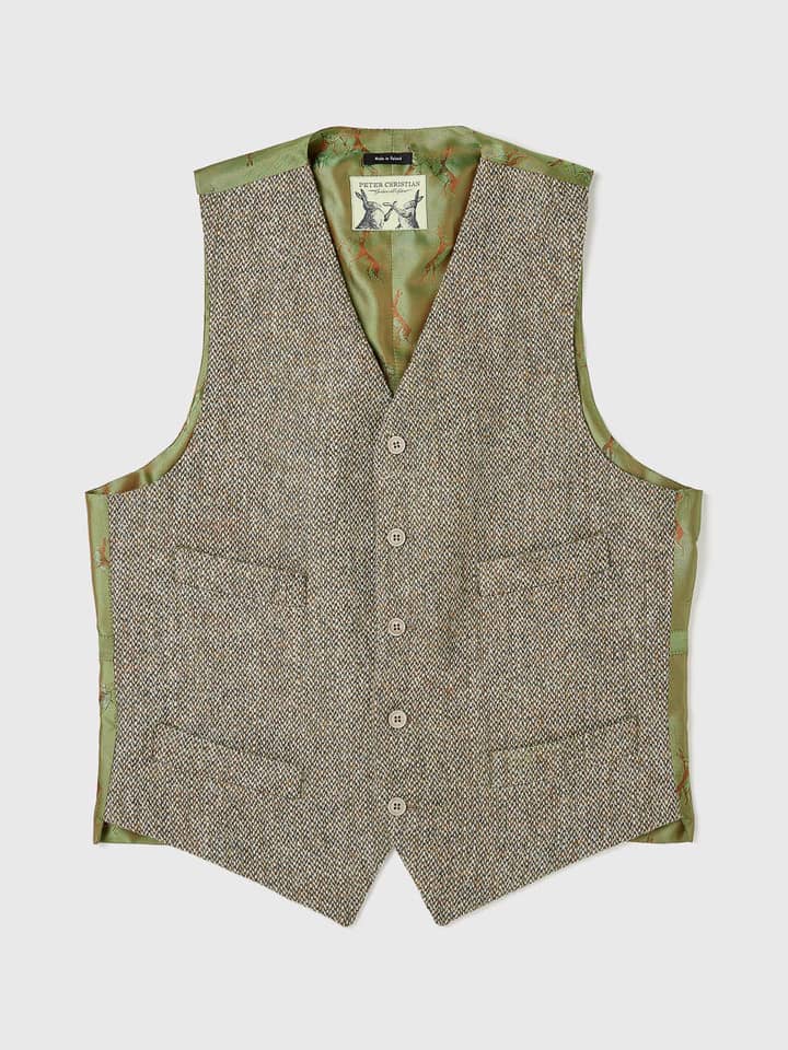 Men's Oat Cream Harris Tweed Wool Vest
