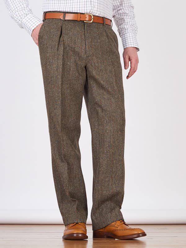 Braune Harris-Tweed-Hose für Herren