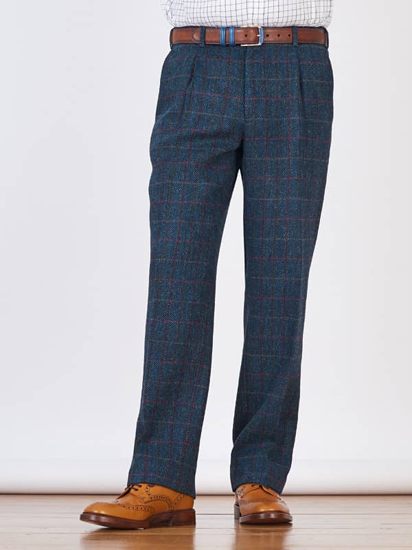 Blaue Harris-Tweed-Hose für Herren
