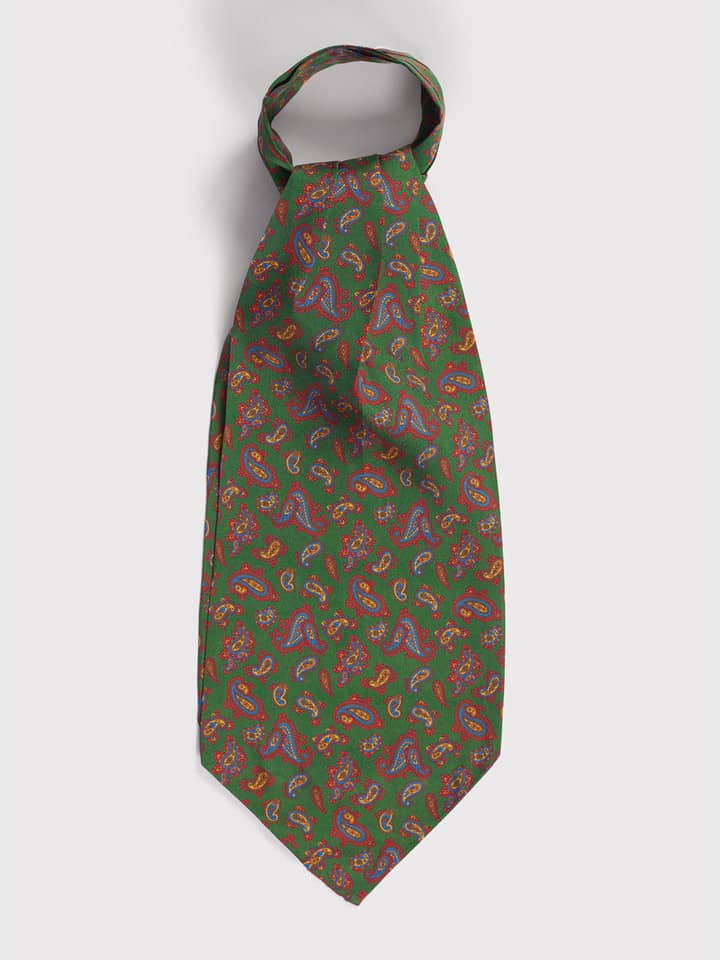 Green Yellow Paisley Silk Cravat