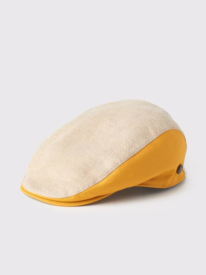 Men's Yellow Cotton & Linen Flat Cap