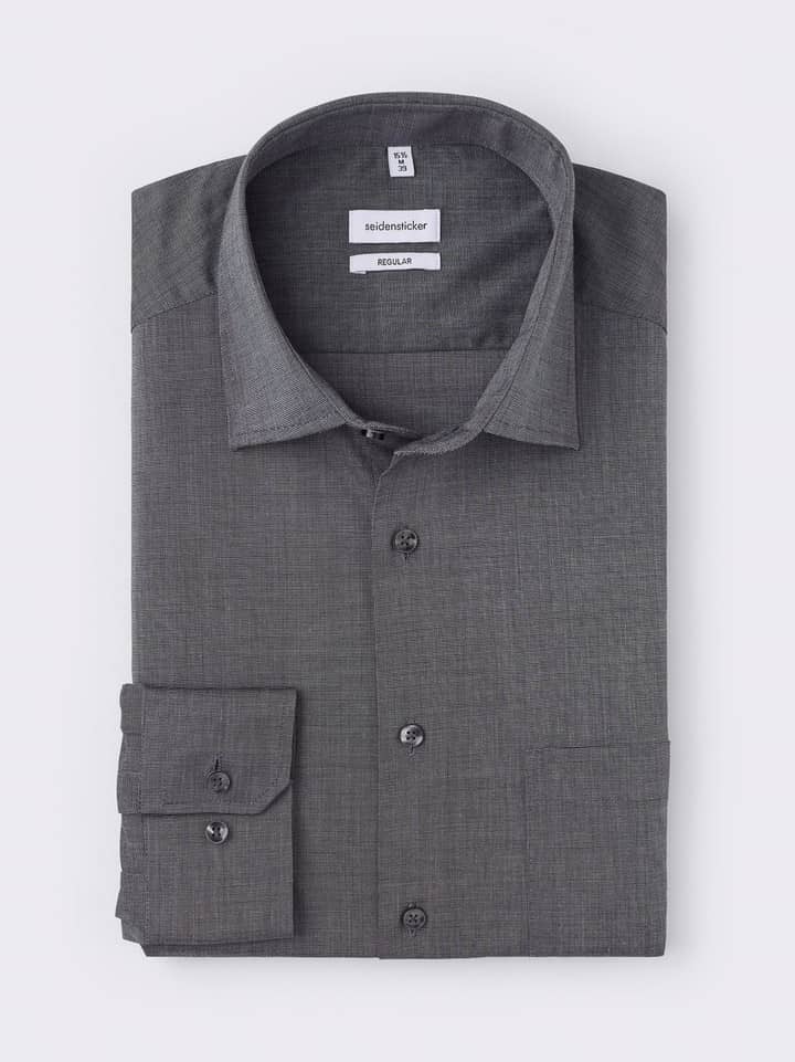 Herrenhemd Seidensticker, grau, langärmelig, bügelfrei