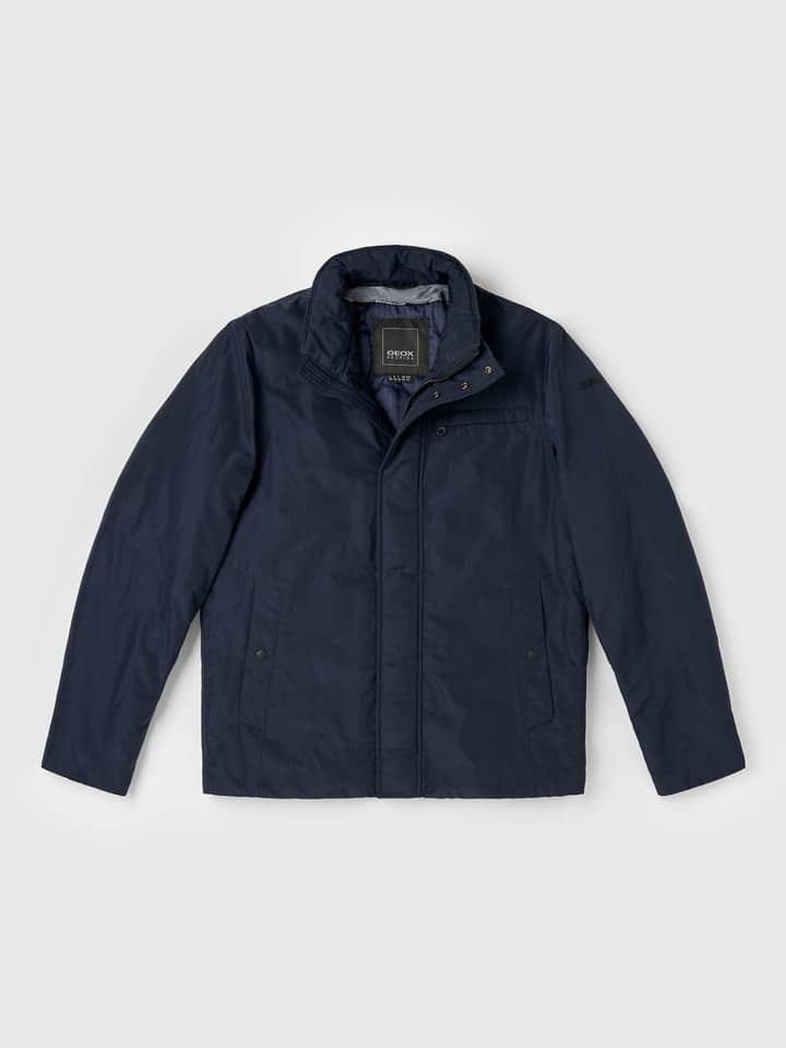 Herren-Jacke, marineblau, kurz, wattiert, wasserdicht