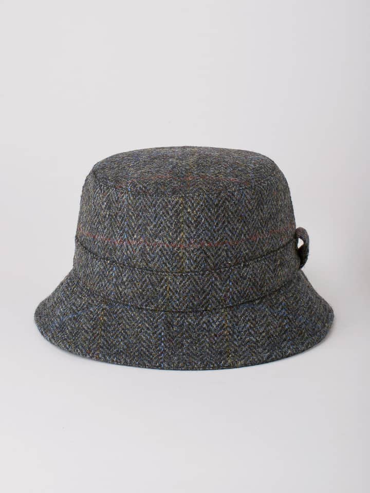 Blauer Harris-Tweed-Roll-Up-Hut