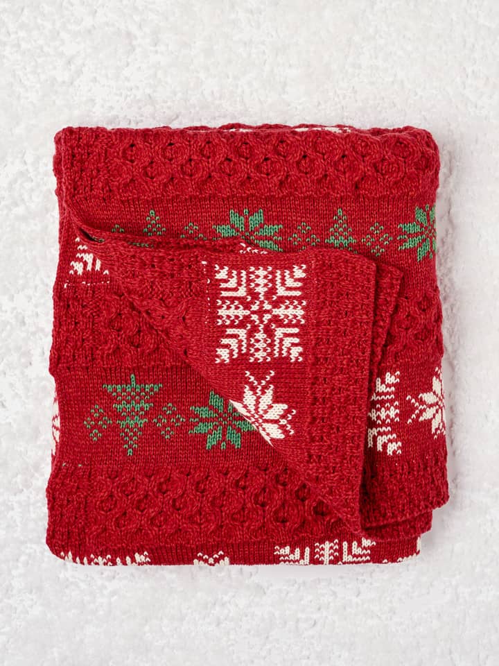 Weihnachtsdecke aus Merinowolle