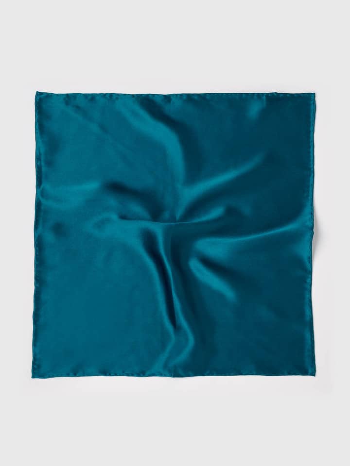 Men's Petrol Blue Silk Pocket Square