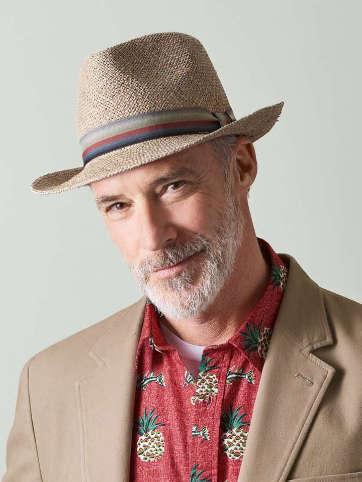 Herren-Fedora aus natürlichem Seegrasstroh