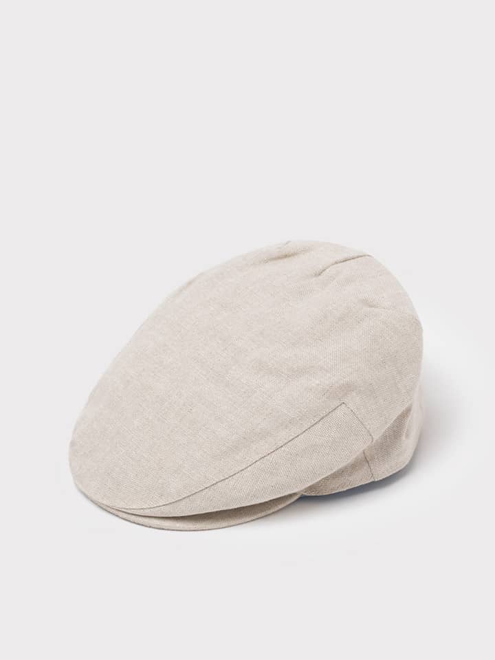 Stone Irish Linen Flat Cap