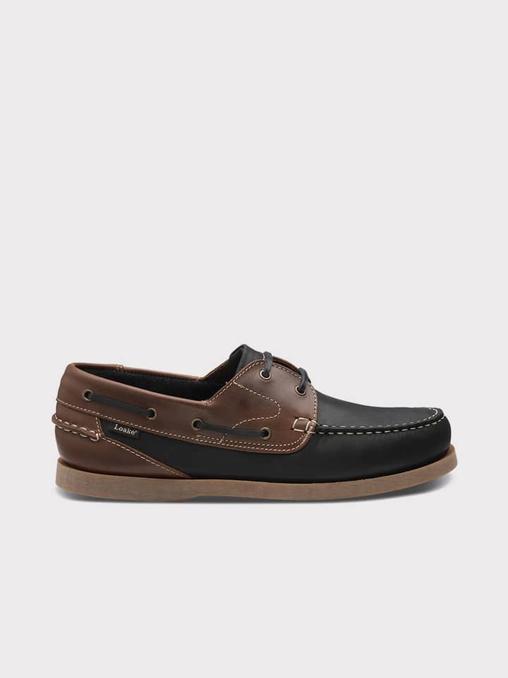 Navy & Brown Loake Lymington Leather Boat Shoe
