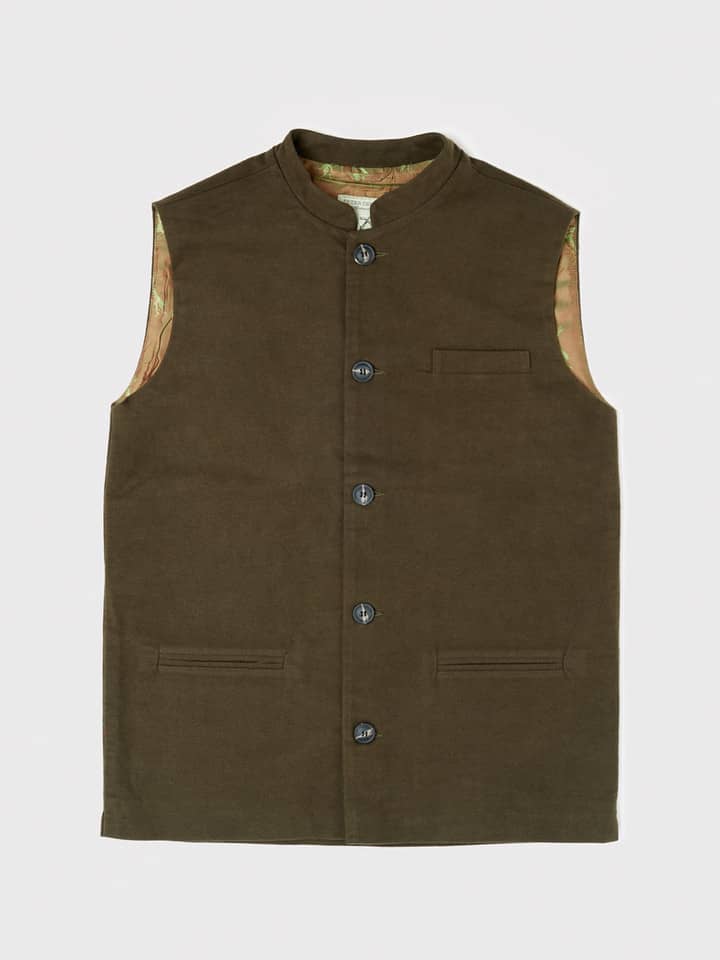 Green Moleskin Gilet Flat