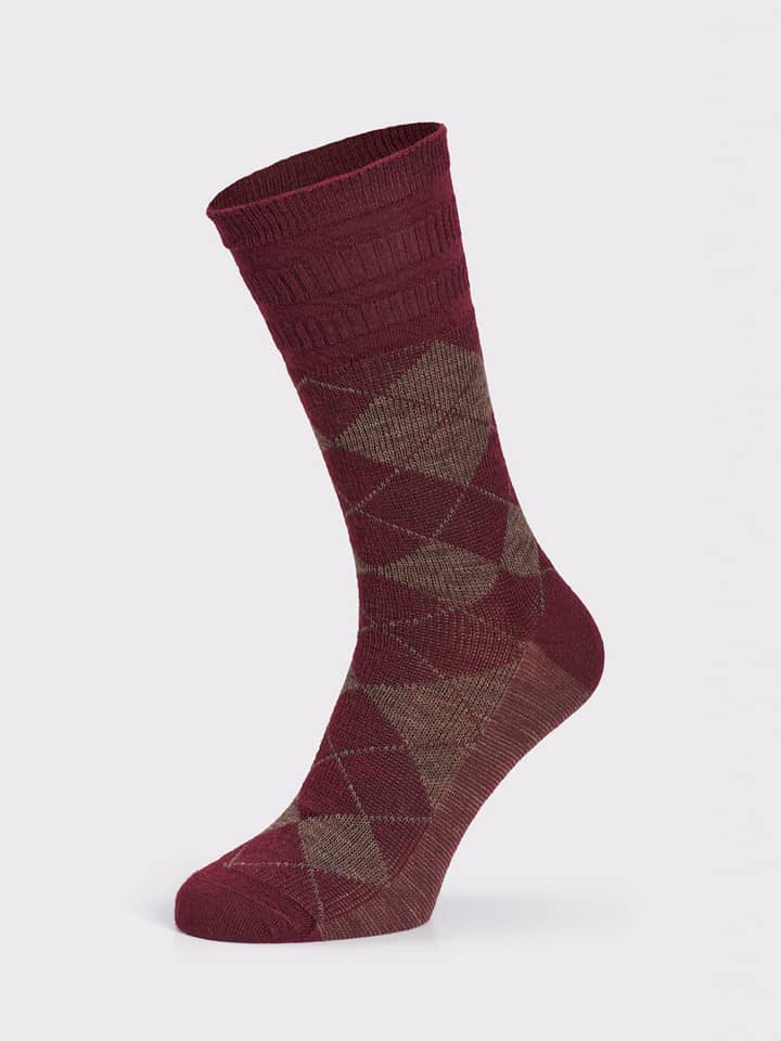 Burgunderrote HJ Softop® Argyle-Wollsocken