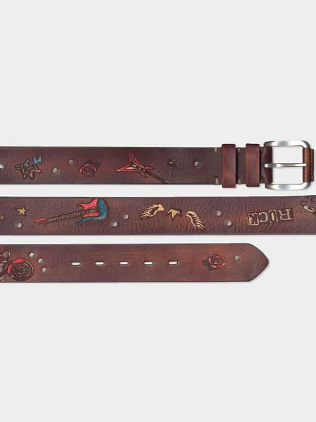 Rockstar Hand Painted and Stitched Leather Belt