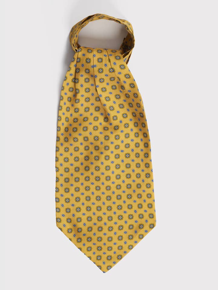 Gold Yellow Silk Foulard Cravat