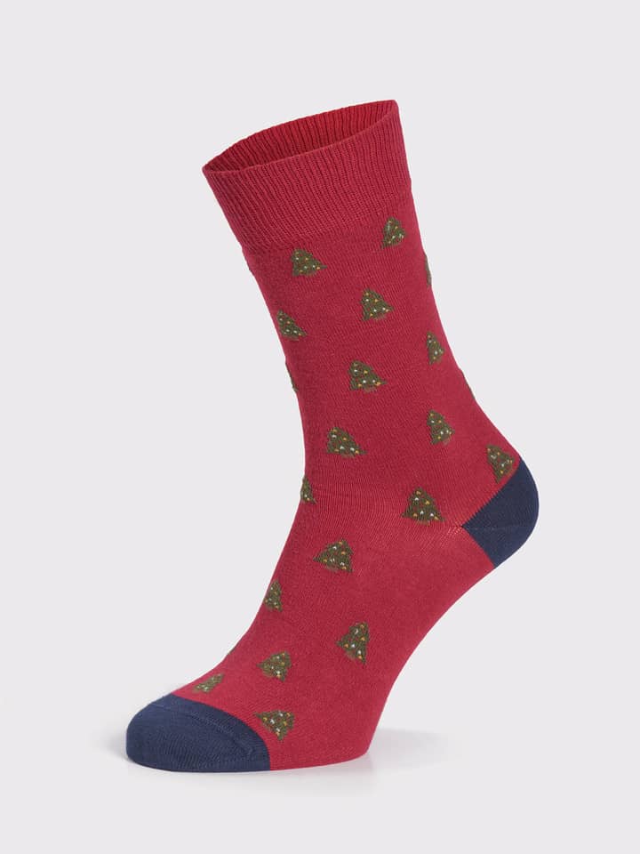 Rote Weihnachtsbaum-Socken