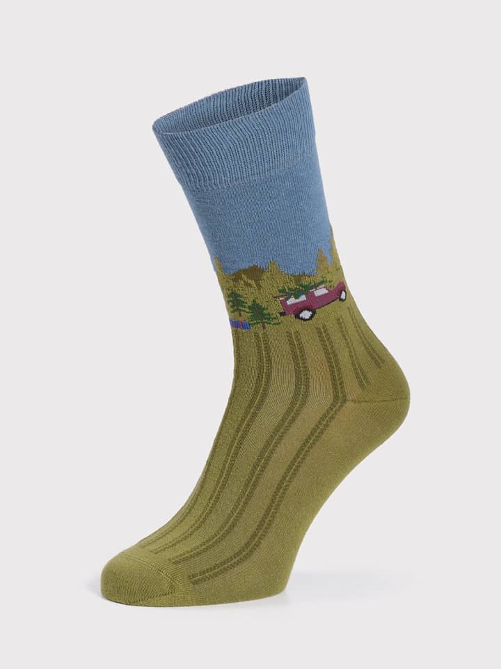Grüne Weihnachtsbaum-Socken