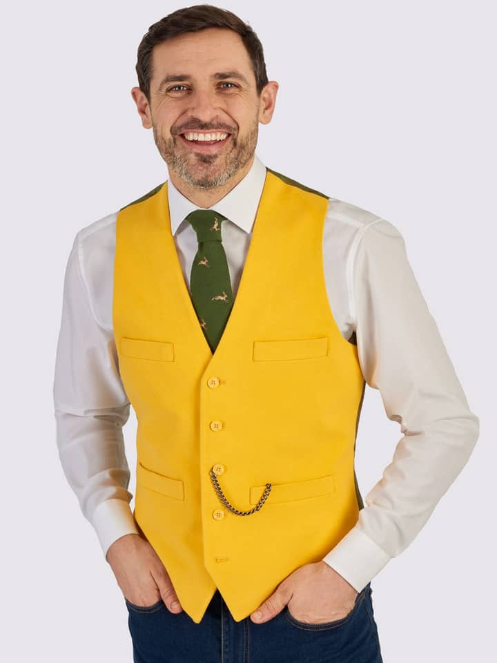 Buttercup Yellow Moleskin Vest Model